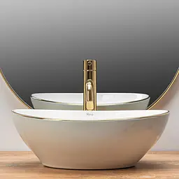 Умивальник Rea Sofia gold edge накладний REA-U3287, Білий - мініатюра 5