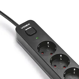 Мережевий подовжувач VIDEX ONCORD з/з 4п 3м (3x1.5мм) 3.4А USB(QC3.0) +USB-C(PD20W) з кнопкою Black VIDEX (27696-000) - мініатюра 3