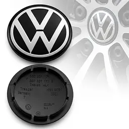 Колеса емблема для Volkswagen 65 x 56 мм Чорні Хром 1 шт (5H0601171)