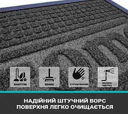 Килимок придверний під двері брудозахисний із бортом на гумовій основі з ворсовим покриттям 60х39 см Чорний 85410 - мініатюра 8