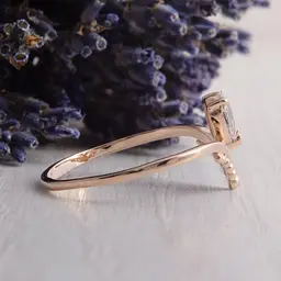 Каблучка з червоного золота з фіанітами 21 K-0085 - мініатюра 3