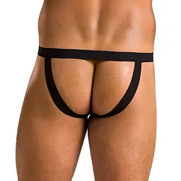 Чоловічі сліпи на шнурівці Passion 044 SLIP BEN S/M Black, екошкіра, люверси - мініатюра 2