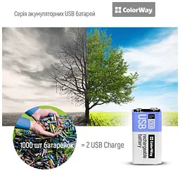 Акумулятор Крона USB-С 390 mAh 9V (Li-Polymer) ColorWay (CW-UB9V-06) - мініатюра 11