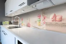 Вініловий кухонний фартух Happy Pocket Макаруни наклейка ПВХ насолоди ніжність Їжа Рожевий 60х300 см Z180403