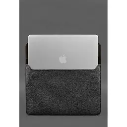 Чохол-конверт BlankNote Crazy Horse для MacBook 14 із клапаном шкіра+фетр Темно-коричневий - мініатюра 4