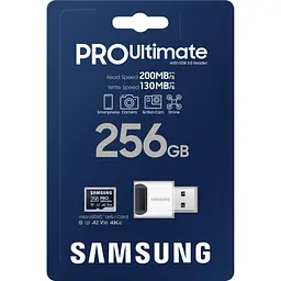 Карта пам'яті Samsung microSDXC PRO Ultimate 256GB Class 10 UHS-I U3 V30 A2 + USB Reader MB-MY256SB/WW [145488] - мініатюра 6