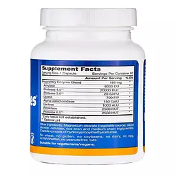 Комплекс ферментів для полегшення травлення Jarrow Formulas Jarro-Zymes Plus 60 вегетаріанських капсул - мініатюра 2