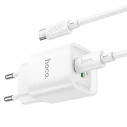 МЗП Hoco C147A PD20W+QC3.0 (1USB-A/1C) + кабель Type-C to Type-C White - мініатюра 5