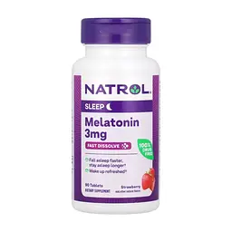 Амінокислота Natrol Мелатонін швидкорозчинний, 3 мг, смак полуниці, Melatonin, (NTL-06076)