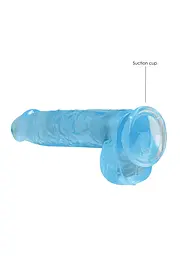 Фалоімітатор Realrock Dildo 6" блакитний з мошонкою - мініатюра 4