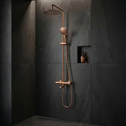 Душова система з термостатом і виливом Rea Lungo Diamond brushed copper REA-P5964 - мініатюра 6