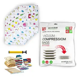 Вакуумні пакети для одягу з насосом Vacuum Compressiom Storage Bags, набір 5 шт, з клапаном
