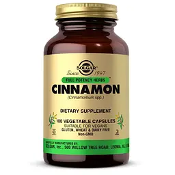 Натуральна добавка Solgar Cinnamon Full Potency Herbs, 100 вегакапсул