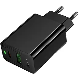 Мережевний зарядний пристрій Hoco CS94A Leader PD20W+QC3.0 1USB-A/1C Black - мініатюра 3