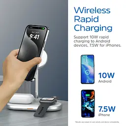 Зарядний пристрій 15W 3-in-1 Magnetic Wireless Fast Charger white Energizer - мініатюра 6