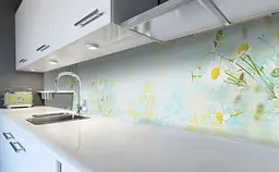 Вініловий кухонний фартух Польові Ромашки наклейка ПВХ візерунки Квіти Блакитний 60х250 см Happy Pocket Z181549