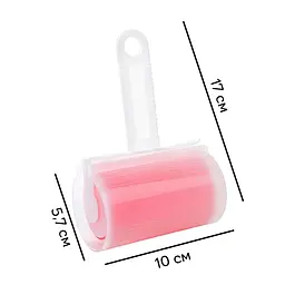 Многоразовый липкий ролик для чистки одежды Semi Sticky roller for clothes с чехлом, Pink - мініатюра 6