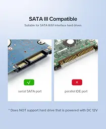 Зовнішній корпус для жорсткого диска Ugreen US221 (HDD/SSD кишеня) SATA 2.5" USB 3.0 (Чорний) - мініатюра 4