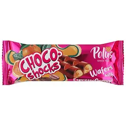 Вафлі Polus Choco-Shocks глазуровані з кавово-апельсиновою начинкою 45 г