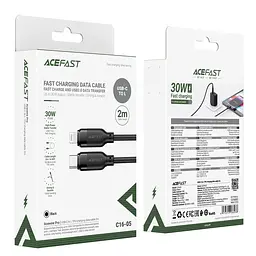 Кабель ACEFAST C16-05, USB to iP, 30W, 2m,TPU, TPU connectors, Чорний - мініатюра 2