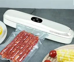 Вакуумний пакувальник Vacuum Sealer харчових продуктів із дисплеєм, що працює від мережі 90 Вт Білий - мініатюра 7