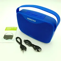 Бездротова акумуляторна колонка Bluetooth акустика FM MP3 AUX USB Hopestar H35 синя - мініатюра 2