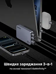 Мережевий зарядний пристрій UGREEN Nexode Pro X753 до 65 Вт 2 USB-C + USB-A (25356) - мініатюра 5