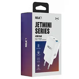 Зарядний пристрій Relict JetMini GaN 45W/1 USB-C + 1 USB-A White
