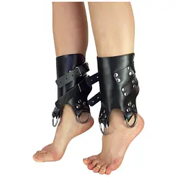 Поножі манжети для підвішування за ноги Art of Sex Leg Cuffs For Suspension з натуральної шкіри, чорні
