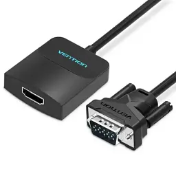 Перехідник VGA 15F to HDMI M 1080P 60Hz 3,5mm Audio 0.15m Vention (ACNBB)