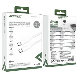 Дата кабель Acefast C18-03 Type-C to Type-C 60W (1.2m) White - мініатюра 5