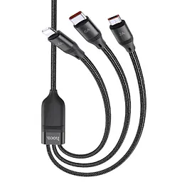 Дата кабель Hoco U104 Ultra 6A 3in1 Lightning-MicroUSB-Type-C (1.2m) Чорний - мініатюра 2