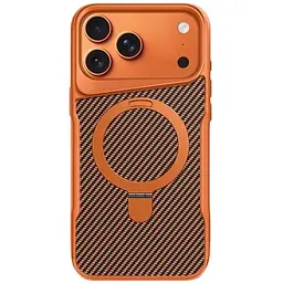 TPU+PC чохол Metal Buttons with MagSafe Carbon Ring для Apple iPhone 17 Pro Max (6.9) Помаранчевий