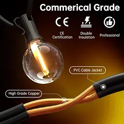 Світлодіодна гірлянда Outdoor Power, 10 м Fairy Lights Outdoor Lights з 25 + 3 лампами G40 IP44 Водонепроникні, Внутрішні - мініатюра 3