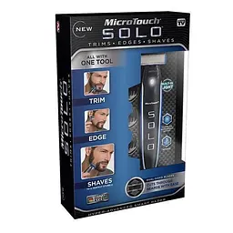 Тример для бороди Micro Touch SOLO машинка для стрижки Black-Blue (kz004) - мініатюра 6
