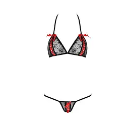 Комплект білизни Passion MELISSA BIKINI L/XL, black, ліф зі шнурівкою і трусики стрінги - мініатюра 5