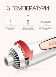Фен щітка з обертанням Kemei, фен для волосся, фен-щітка браш для об'єму, браш, 800 Вт - мініатюра 2