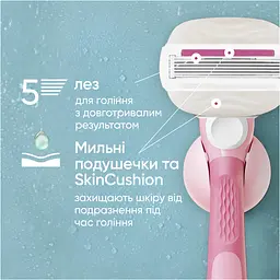 Подарунковий набір Gillette: станок для гоління жіночий Venus ComfortGlide Sugarberry Miami з 3 змінними картриджами + кріплення + косметичка - мініатюра 4