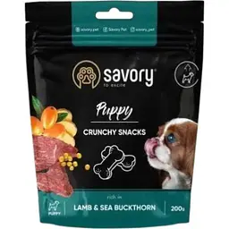 Хрусткі ласощі Savory для здорового росту цуценят, ягня та обліпиха 200 г