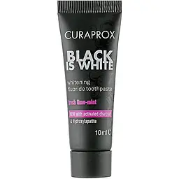 Зубна паста Curaprox Black is White З активованим вугіллям 10 мл (7612412425895)