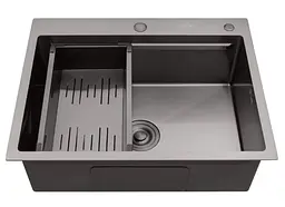 Кухонна мийка Kroner KRP Schwarze - 6350HM PVD (3.0/1.0 мм) (CV031453) - мініатюра 3