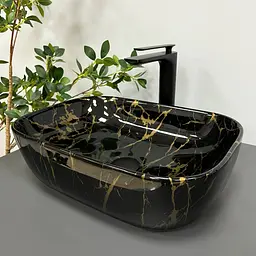 Умивальник VBI Ravenna marble black накладний VBI-011207, Чорний - мініатюра 2