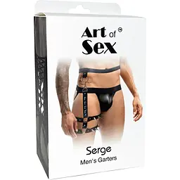 Чоловічі гартери з натуральної шкіри Art of Sex - Serge, колір Чорний, розмір XS-M - мініатюра 4