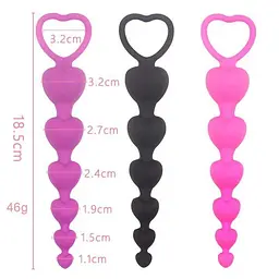 Силіконове анальне фігурне намисто HeartBeads 14,5 см діаметр 1,5 / 1,9 / 2,3 / 2,7 / 3,1 см рожеве - мініатюра 2