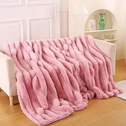 Плед Dushka Home Шиншила в смужку 21772 200х230 см рожевий - мініатюра 2