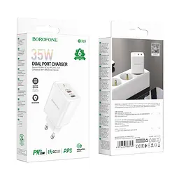 Зарядний пристрій Borofone BN9 2 Type-C PD 35W білий - мініатюра 5