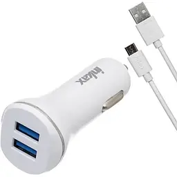 Автомобільний зарядний пристрій Inkax CC-12 2USB 2.1A microUSB White (av087-hbr) - мініатюра 3
