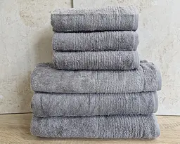 Набір турецьких махрових рушників Cestepe 50х90 3 штуки + 70х140 3 штуки Bamboo Sarev Grey - мініатюра 2
