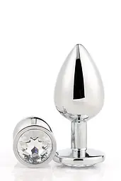 Анальна пробка Gleaming Love Silver Plug Medium 8.3 см (прозорий) - мініатюра 6