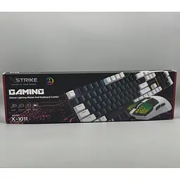 Комплект дротова клавіатура мембранна з підсвічуванням + мишка 3200 DPI RGB USB XSTRIKE X-1011 розкладка ENG/UA мишка та клавіатура набір ігровий миша з клавіатурою з підсвіткою для ПК та ноутбука Чорний з білим - мініатюра 9